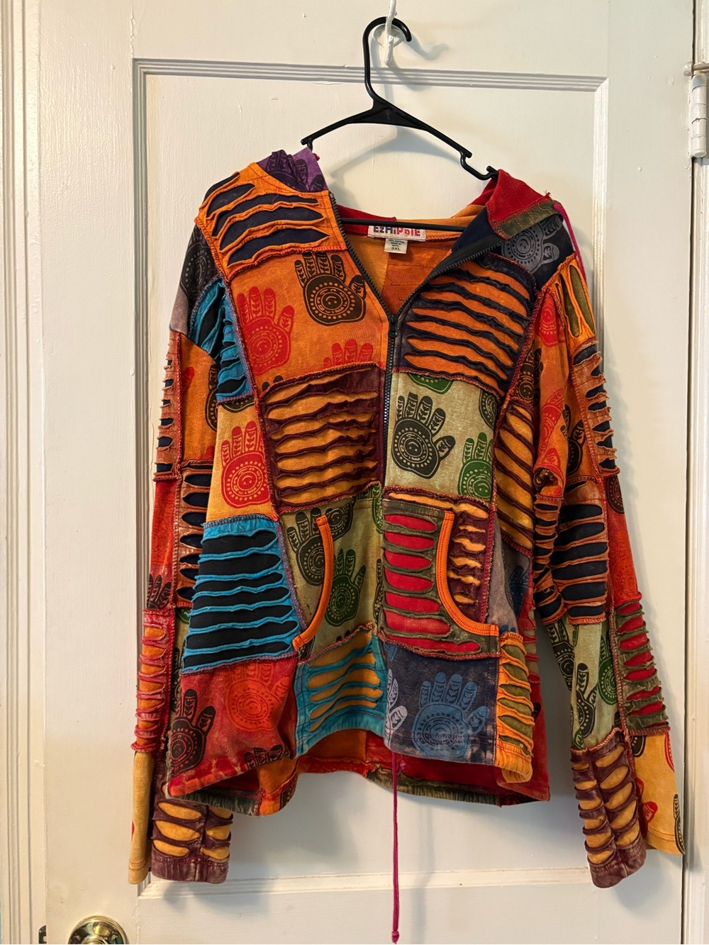 Multicolor Boho Patchwork Hooded Jacket